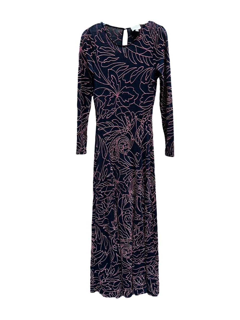 🌻Johnny Was JADE Sumner Mesh Maxi Dress Navy Floral Embroidered Size XS No Slip - Picture 3 of 7